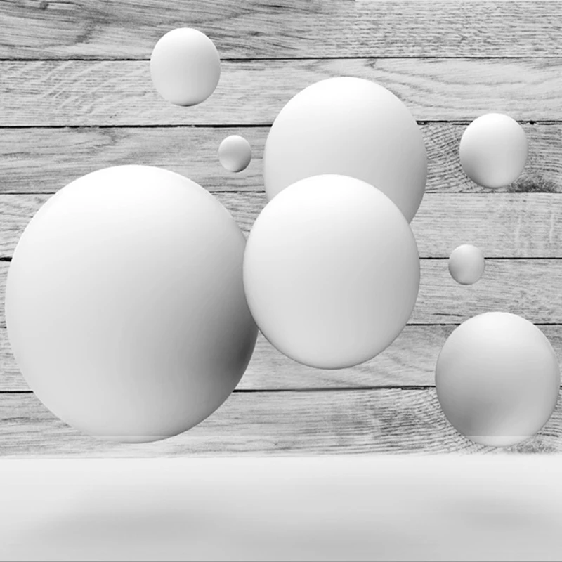 Пользовательские Настенные обои для дома современный простой 3D геометрический круглый шар древесины зерна гостиной диван ТВ фон Настенный декор живопись