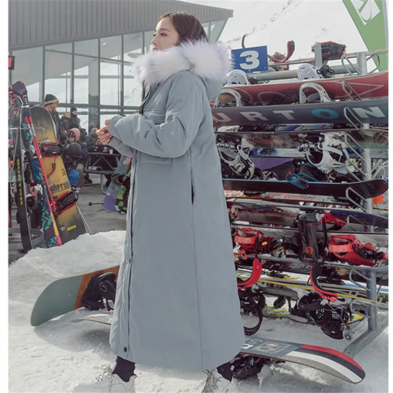 Зимняя женская куртка с воротником из искусственного меха пальто капюшоном