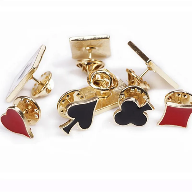 8pcs/lot Playing Cards Metal Poker Set Spade Club Pins Enamel Brooch Jewelry Brooches For Women lapel Pin Men Accessories CY001 | Украшения