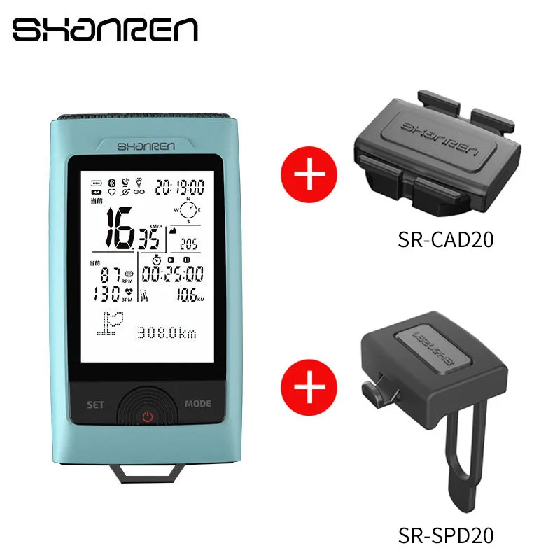 Blue Group 1 SHANREN велосипедный светильник, компьютер 2 в 1, Bluetooth, gps, велосипедный спидометр, головной светильник, водонепроницаемая велосипедная лампа, компьютерные аксессуары для велосипеда - Цвет: Blue Group 1