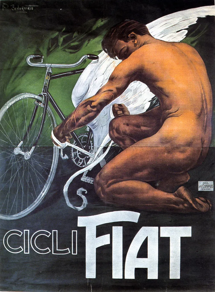 Винтажный рекламный плакат Cicli Fiat велосипед Классические холщовые картины