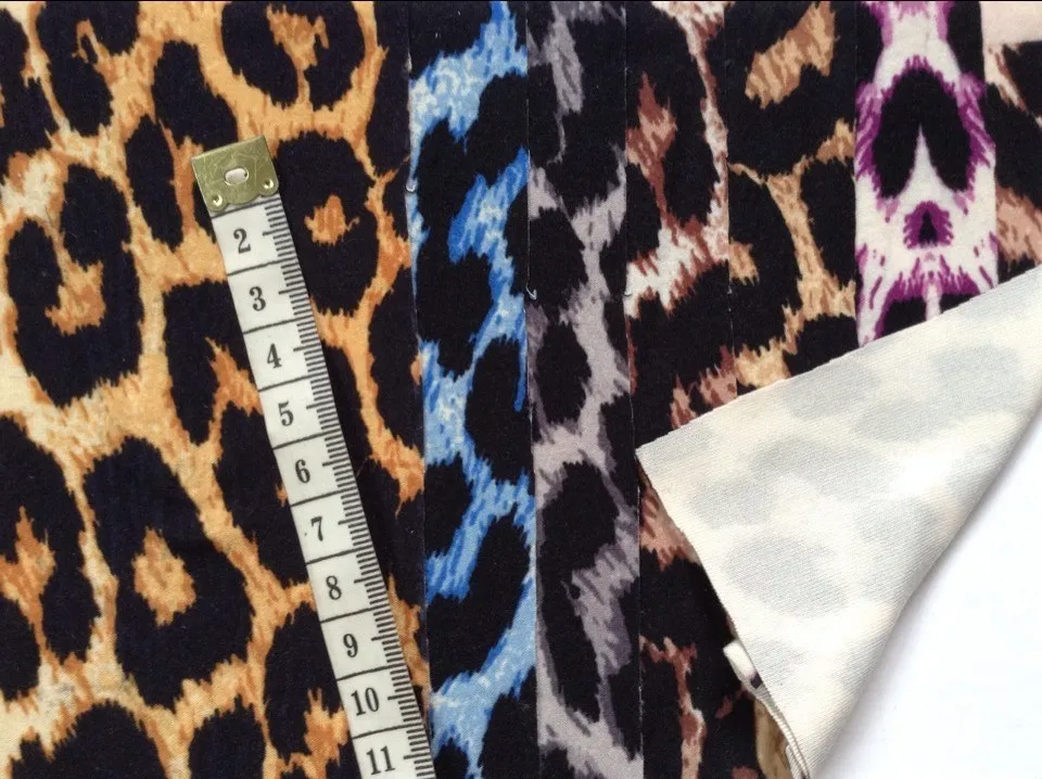 

160cm polyester spandex leopard print elastic jersey fabric,slight fleece finishing effect,XERY-A0010