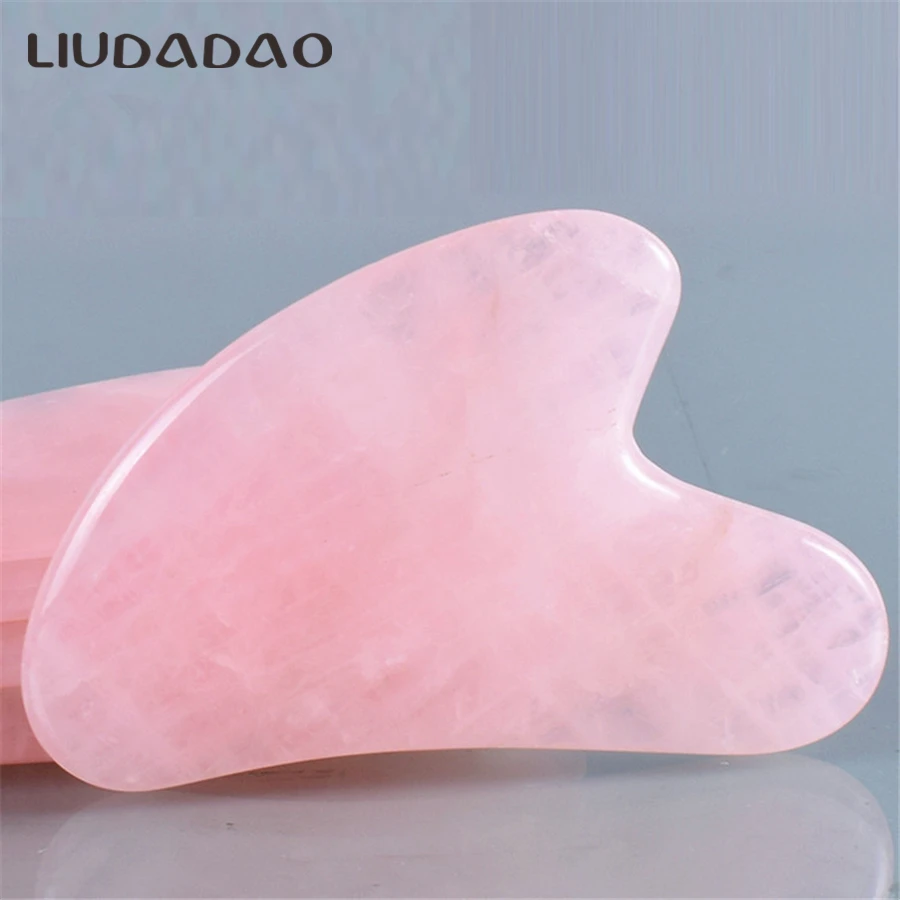 Натуральный кристалл палочки для лица Лифт Гладкий массажер Роза кварц Guasha Jade