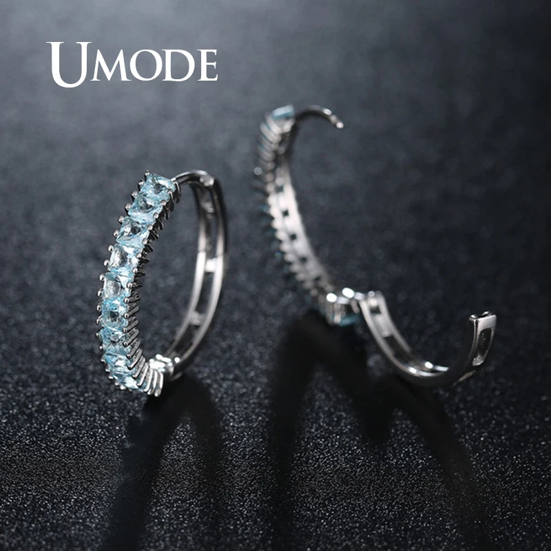 UMODE бренд 7 цветов циркон обруч с камнем Серьги для женщин AAA + кубический цирконий