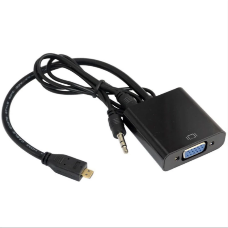 Микро HDMI в VGA аудио конвертер адаптер кабель 1080p мужчин и женщин для HD HDTV ПК