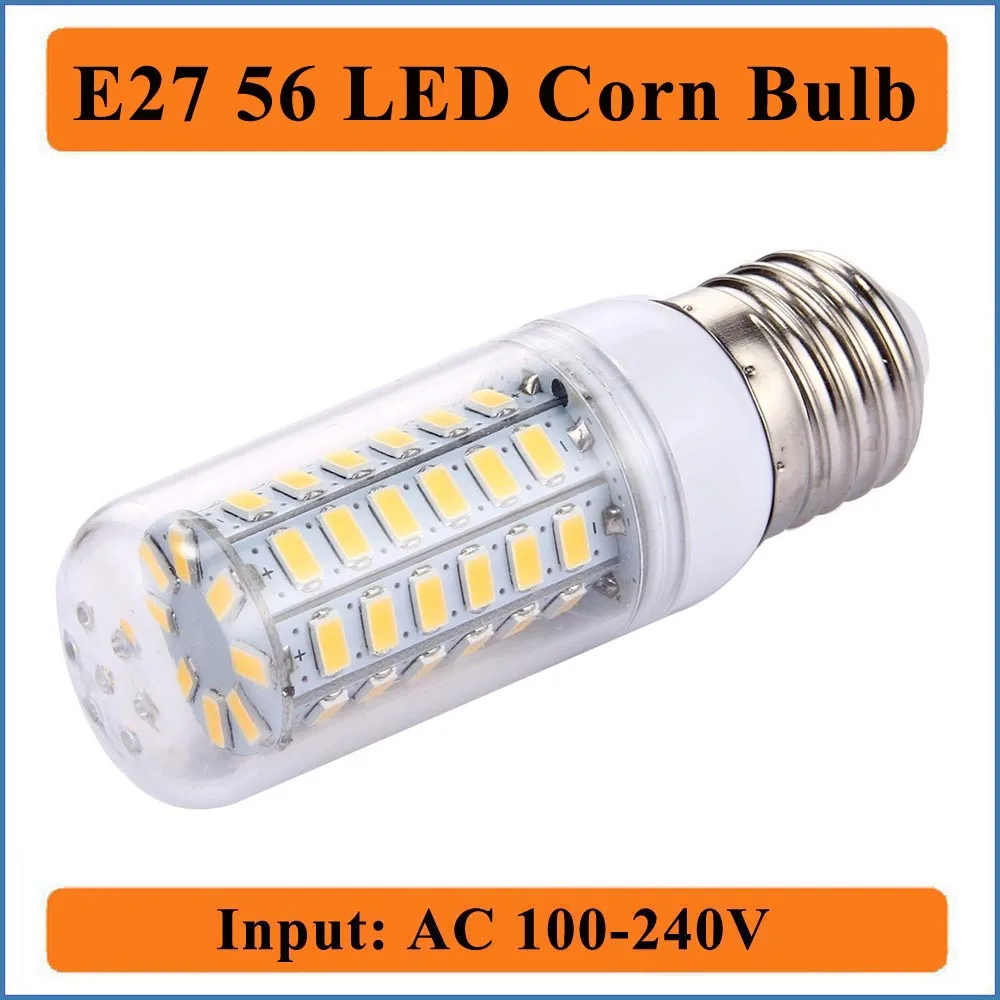 

E27 56 LEDs Corn Bulbs Light Input AC100-240V 56 led Bulb Lamp Corn LED Light Chandlier Lighting For Home Decoration LED Lights