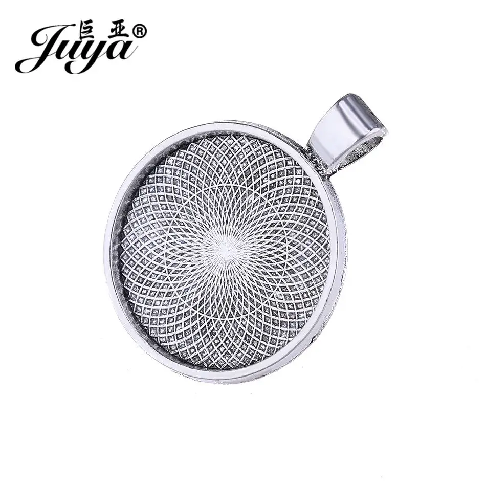 JUYA 4pcs Pendant Cabochon Base DIY Charms Necklace Keychain Findings Jewelry Making Matching Glass Crafts Supplies Accessories | Украшения