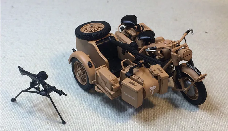 1:24 B M W R75 Вторая мировая война немцы Африканский корпус боковой трехколесный мотоцикл Военная Модель MG42 пулемет