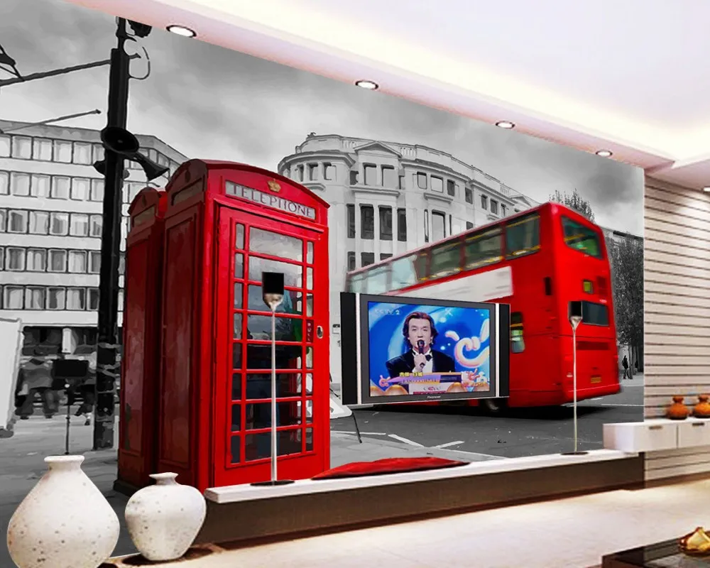 Бесплатная доставка 3D обои на заказ фотообои UK London Bus классический автомобиль