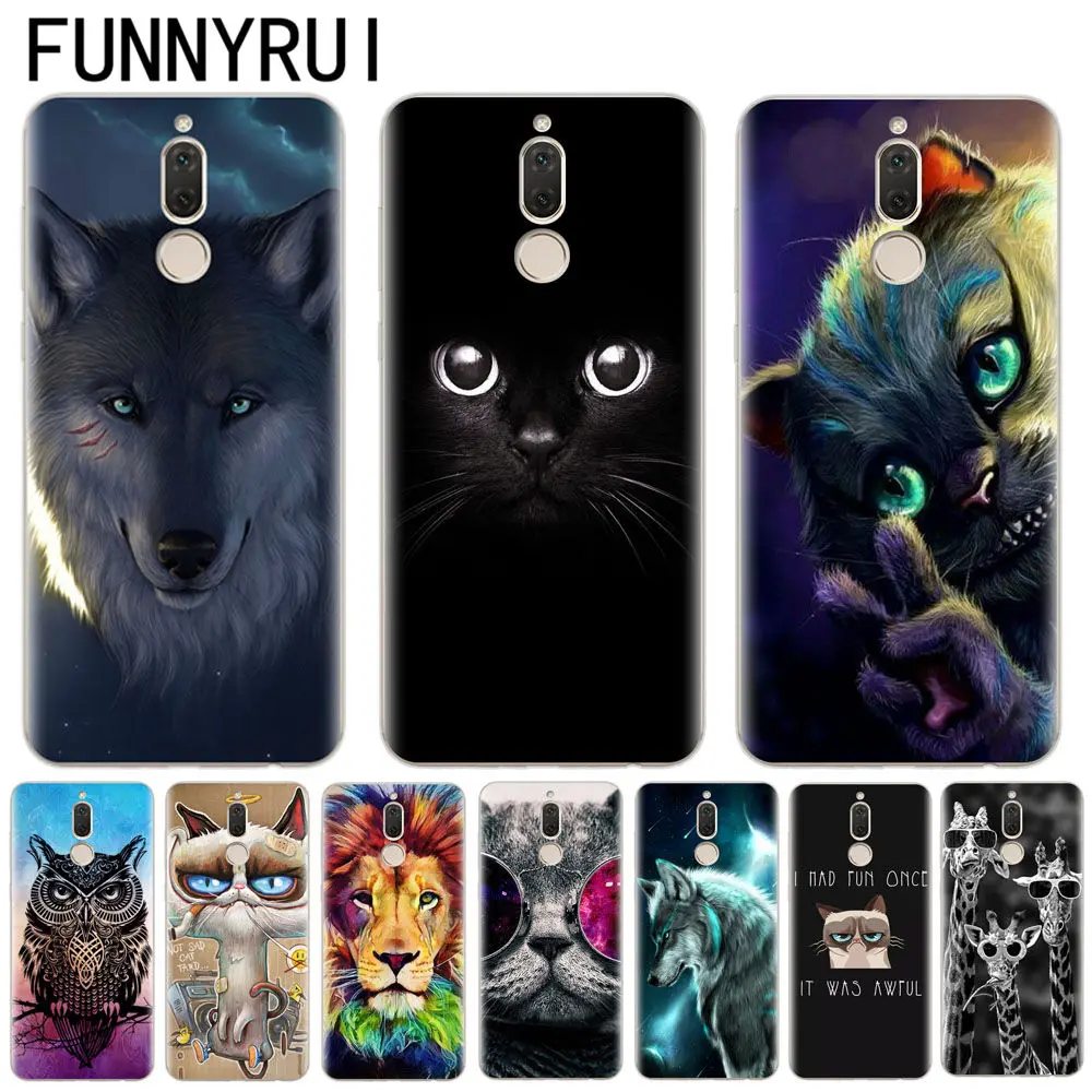 huawei mate 10 lite Case Silicon Cat Painting Soft TPU Back Cover for 5.9&quot fitted shell |