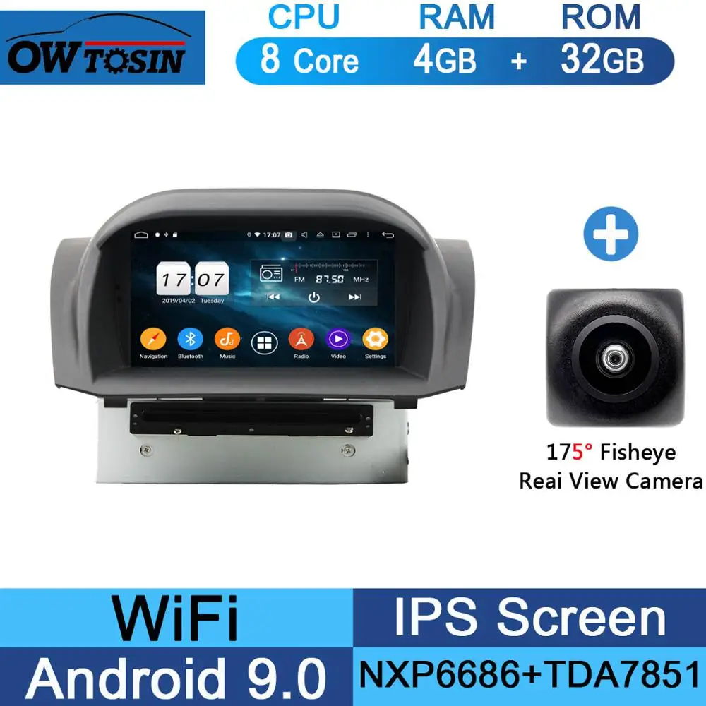 32G Fisheye Camera " ips 1024*600 Octa 8 ядерный 4 Гб ram+ 64 Гб rom Android 9,0 автомобильный dvd-плеер для Ford Fiesta 2011- DSP радио gps Parrot BT Adas - Цвет: 32G Fisheye Camera