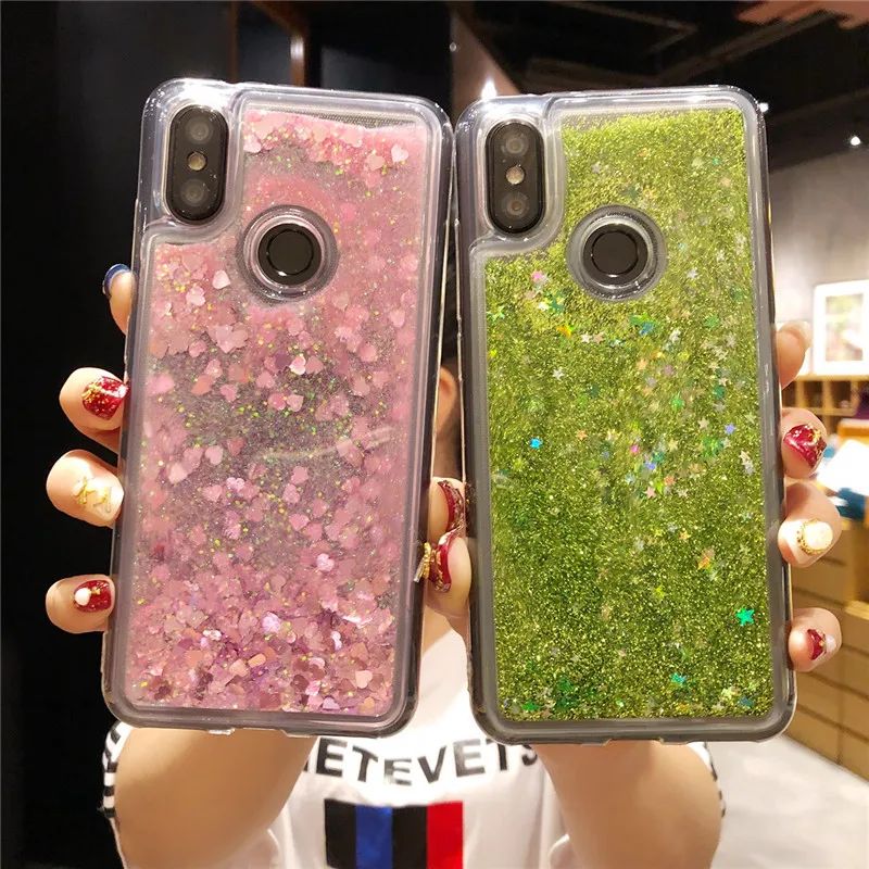 Cute love heart Dynamic Liquid Quicksand TPU Soft Case For XiaoMi RedMi Note 7 6 Pro 5 Plus S2 4X 4A 5A 6A Cover Phone Cases |