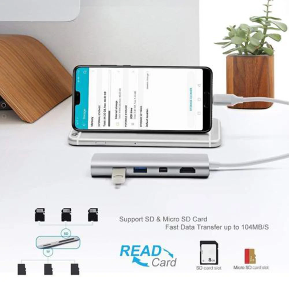 Высокая Скорость Multi порт Тип 8 в 1 usb C к HDMI USB 3 0 зарядки адаптер конвертер 3.1SD TF