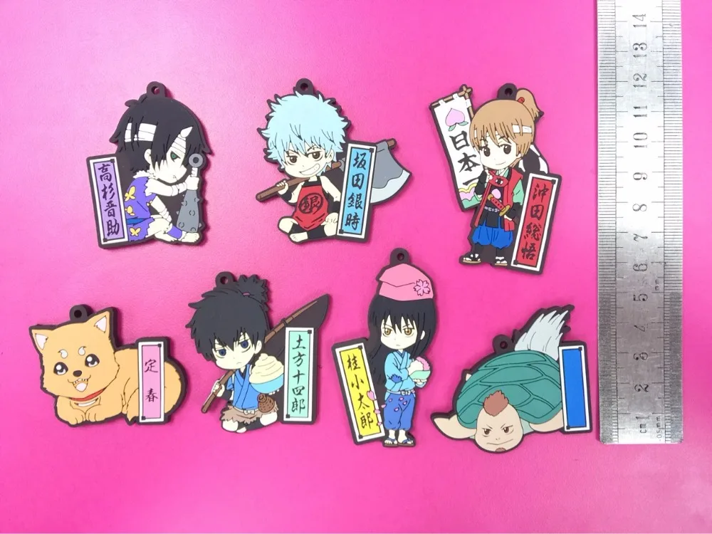 7 шт./лот Gintama аниме брелок Sakata Gintoki Toushirou пятиконечная звезда Шимура Shinpachi Okita Sougo