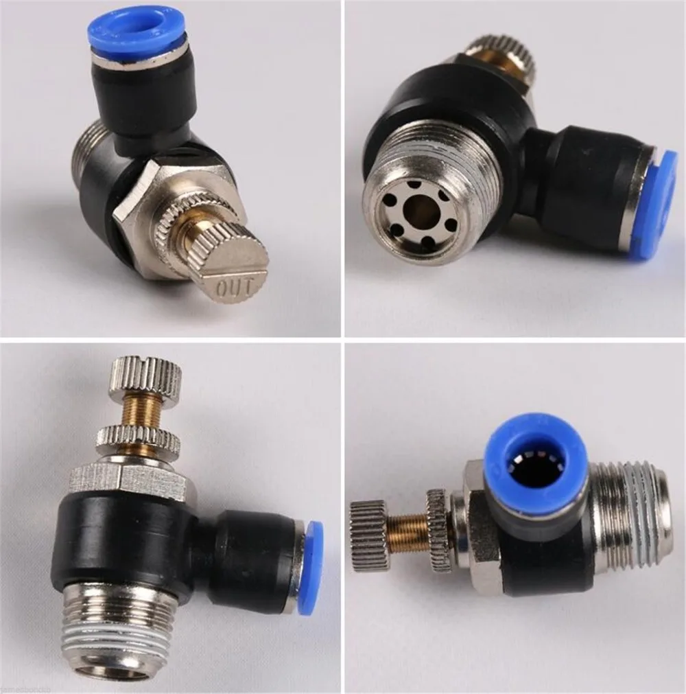 

10pcs SL-10 Tube O/D 10mm Air Flow Speed Control Valve Male Thread 01/02/03/04 Pneumatic Connectors