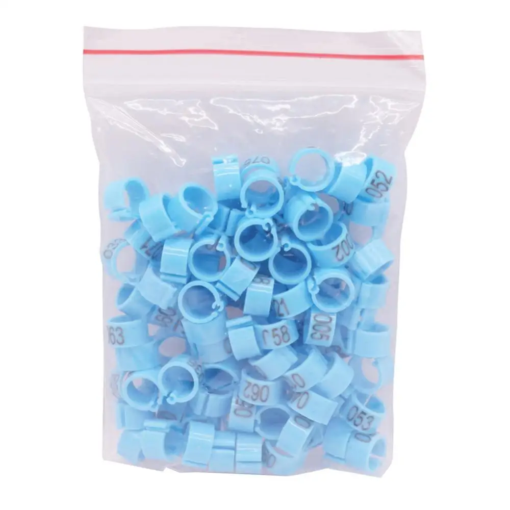 100 pcs light blue 100 шт. с номером 1-100 кольцо для ног с логотипом голубя наружный диаметр 10 мм/внутренний диаметр 8 мм аксессуары для птиц десять цветов кольцо для ног - Цвет: 100 pcs light blue