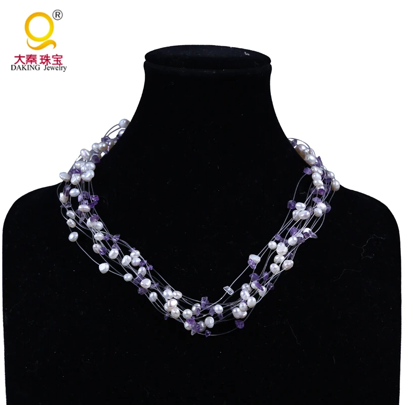 Один направление девушка Bijoux массивное жемчужное ожерелье нерегулярный натуральный камень ожерелье