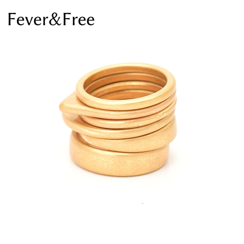 Набор винтажных золотых колец Fever & Free 6 шт./компл. штабелируемые кольца на палец