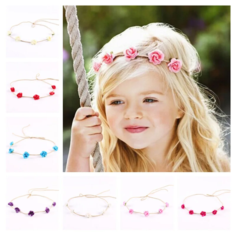 7 шт./лот новорожденных цветочный ободок для волос девочек лента на голову с
