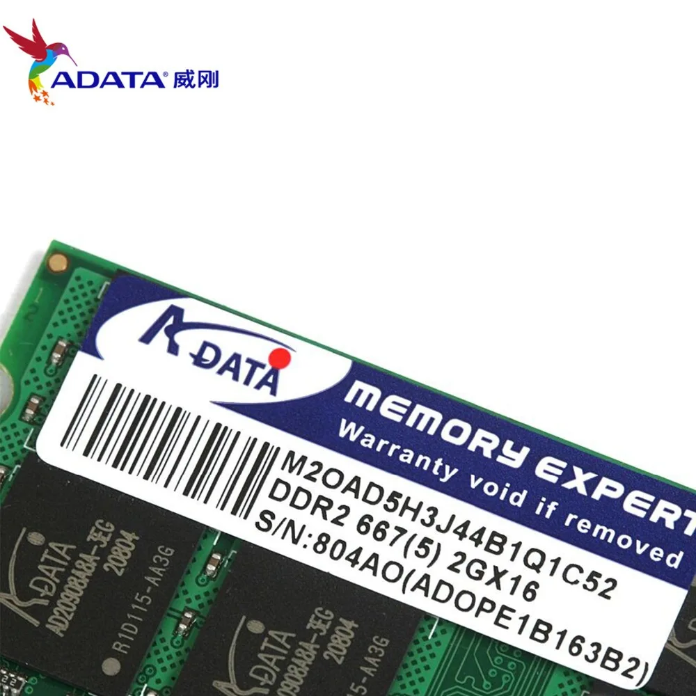 AData DDR2 2GB 800MHz PC2 6400S для intel AMD DDR 2 2G 800 Ноутбук RAM SO DIMM 200 контактный|Оперативная