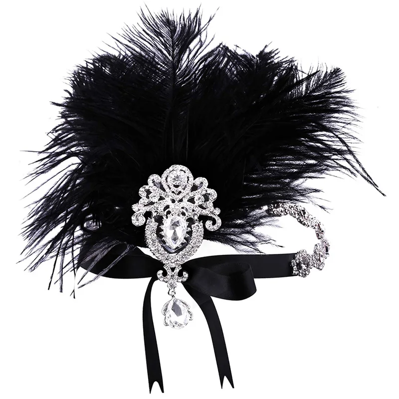 Повязка на голову с перьями eacock Great Gatsby золотистые винтажные аксессуары 1920s |