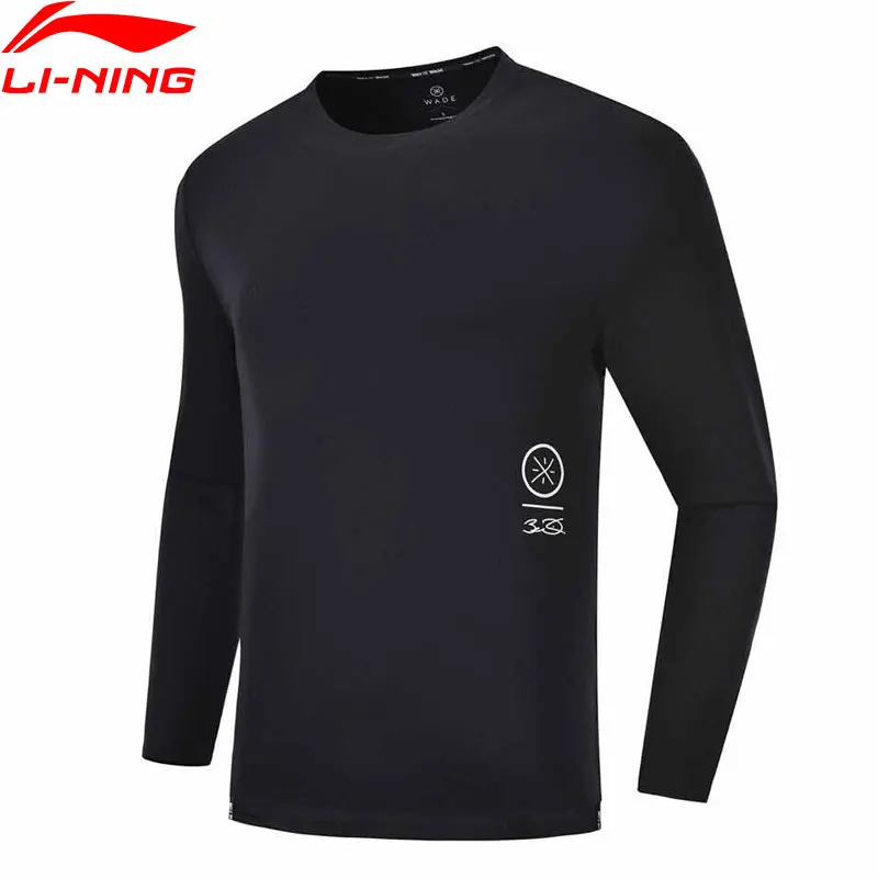 Мужская футболка с длинным рукавом Li-Ning свободная из 100% хлопка подкладкой li ning