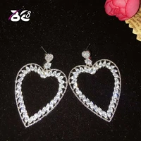 be 8 new design trendy aaa cubic zircon statement jewelry love heart shape drop earrings for women gift e586