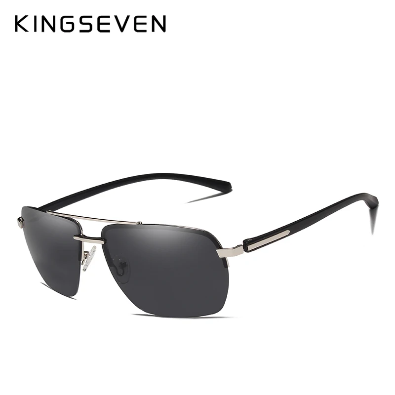 KINGSEVEN, алюминиевые поляризованные солнцезащитные очки TR90, мужские зеркальные солнцезащитные очки для вождения, мужские очки для рыбалки, женские очки для мужчин N7415 - Цвет линз: silver gray