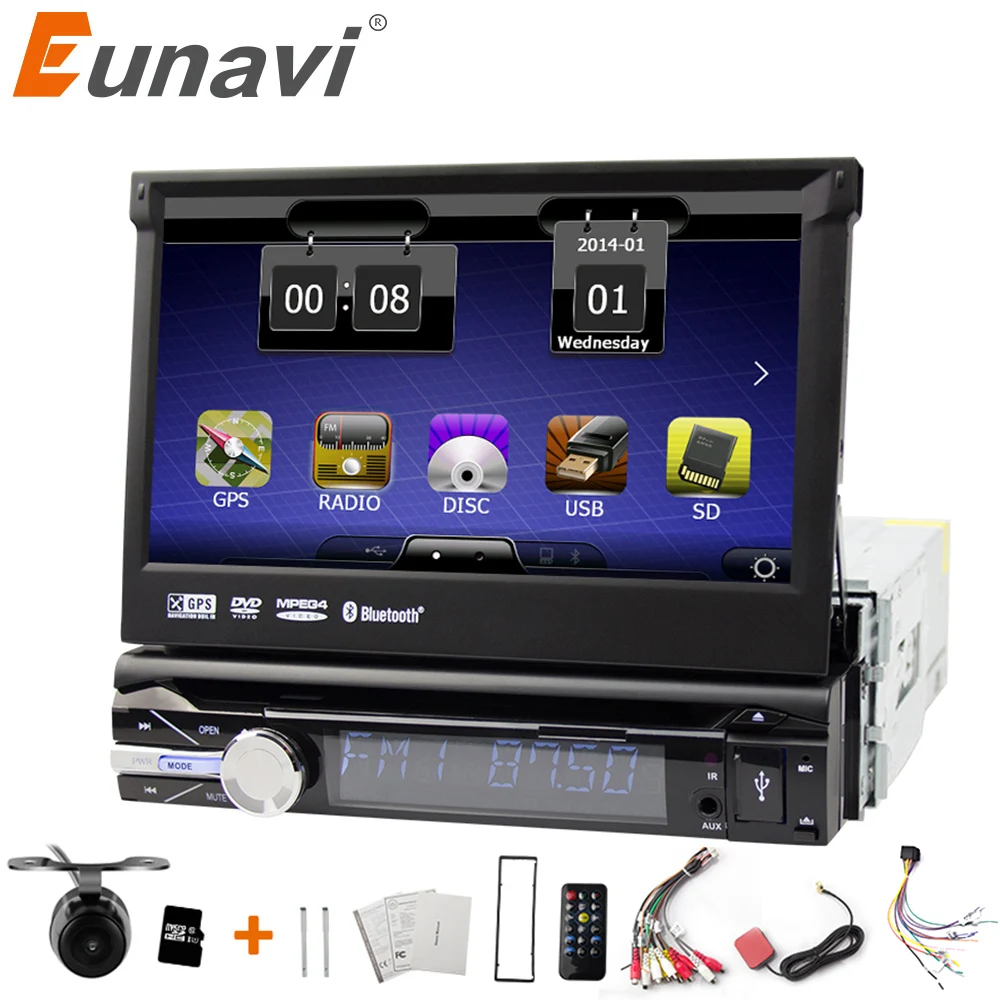 Eunavi Универсальный 1 Din 7 ''автомобильный dvd плеер радио GPS Navi авторадио стерео с