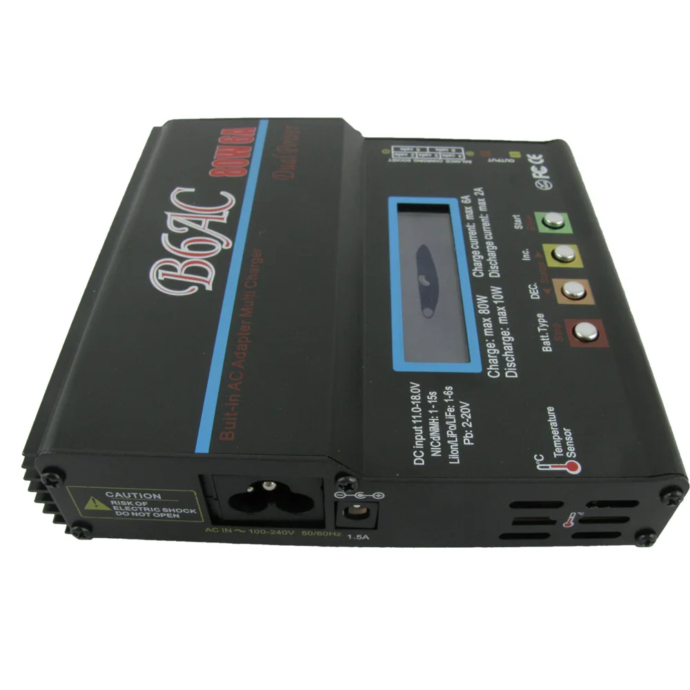 HTRC черный B6AC 80 Вт RC балансирующее зарядное устройство Dis 6A для 1-6s LiPo/LiFe/LilonNiCd/MH/Pb