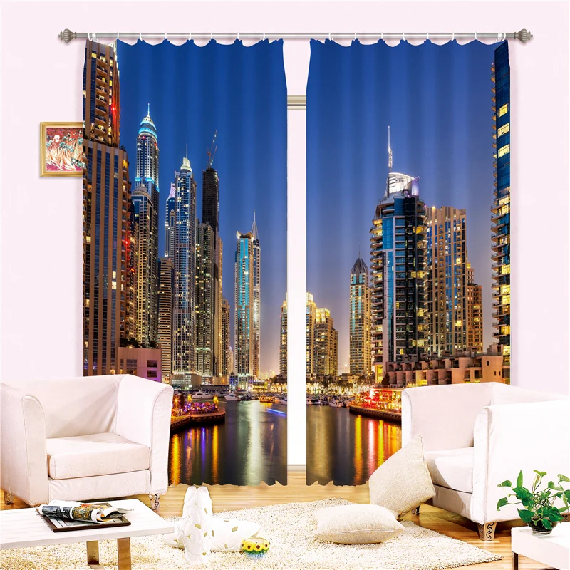 

Customized City Beauty Luxury 3D Blackout Window Curtain Drapes For Living room Bed room Hotel Wall Tapestry Cortinas