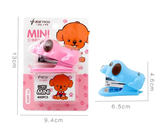 Мини степлер Kawaii Dog Animal 1 шт. скрепки с 400 скрепками для школы офиса канцелярские