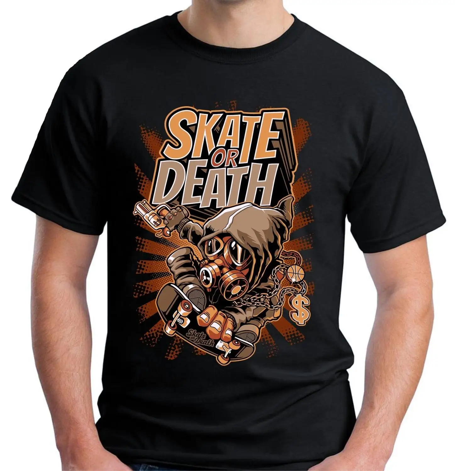Мода 2017 г. новые мужские Skate or Death skateboardinger футболка скейтбордист Пользовательские
