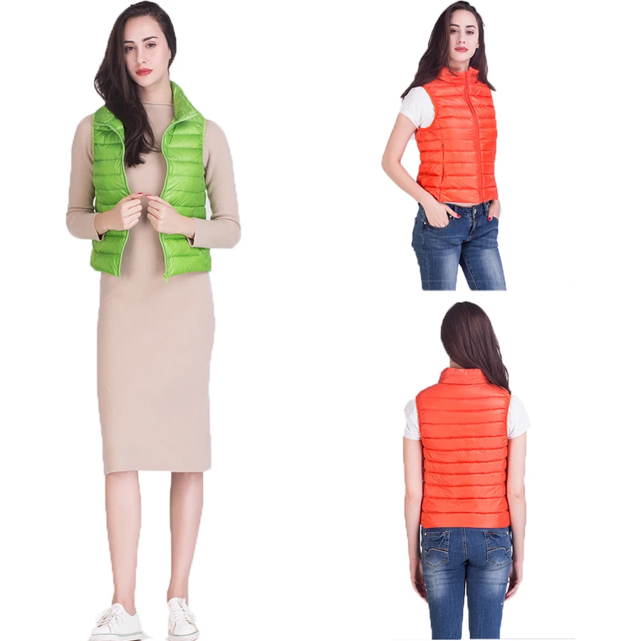 Женский жилет на утином пуху без рукавов с защитой от ветра|vest female|vest sleevelessdown vest |
