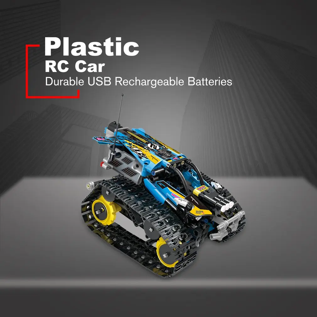 DIY Technic 2,4G/APP дистанционное управление гусеничный трюк гоночный автомобиль строительные блоки с мотором для детей машинка на дистанционном управлении Кирпичи Игрушки