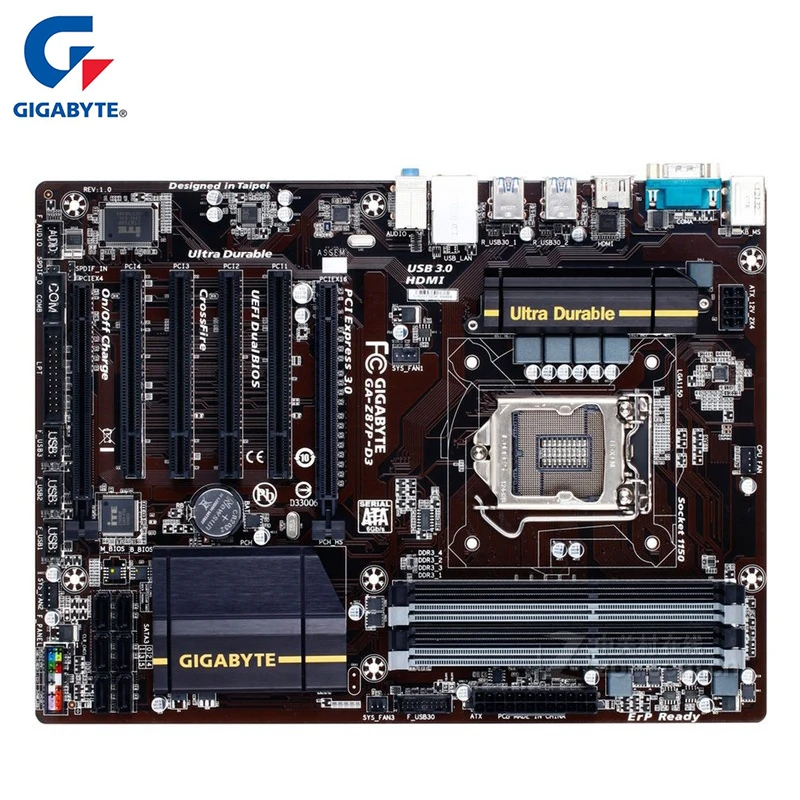Gigabyte GA-Z87P-D3 материнская плата для Intel Z87 DDR3 USB3.0 32Гб SATA III LGA 1150 Z87P D3 плата настольная системная плата Б/у