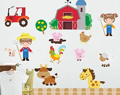 Фотообои с мультяшным фермерским домом Happy farm настенные наклейки для детской