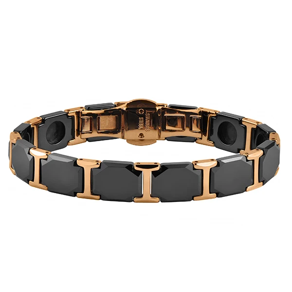 

Germanium inlaid Black Ceramic and Steel popular jewelry bracelet