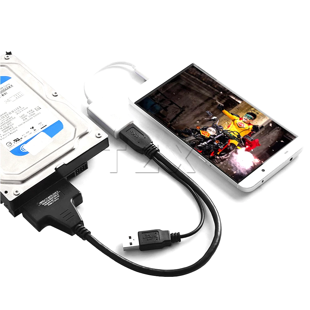 Кабель адаптер SATA на два USB 2 0 15 + 7/22 pin 5 дюйма с индикатором|sata 15|sata cablesata sata |