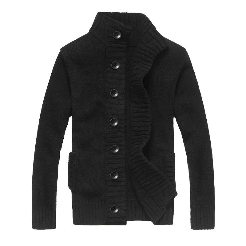 Good quality Autumn mens stand-collar knitted sweaters casual cardigan winter knitting coats fashion thick clothing | Мужская одежда
