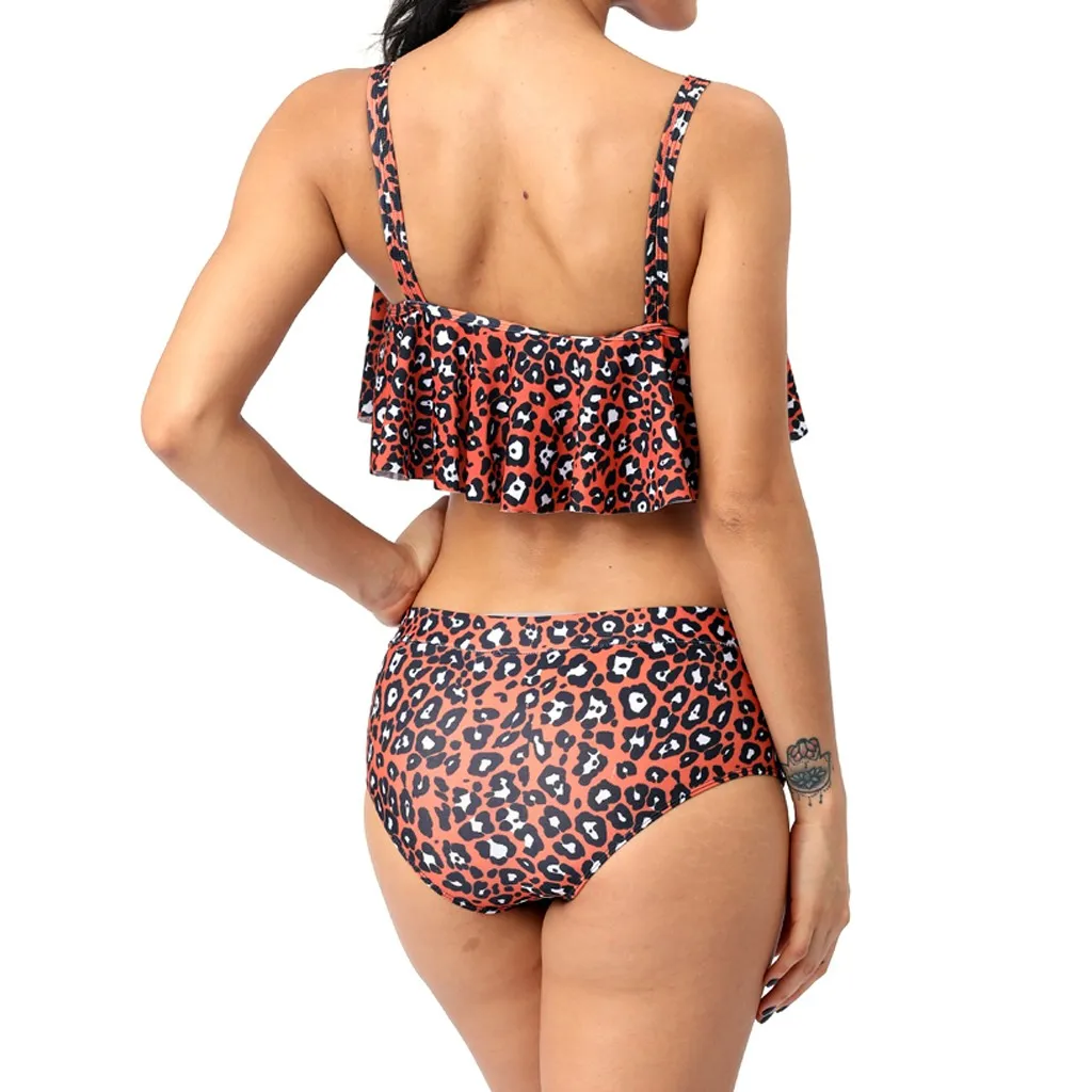 Sexy Swimwear Women Swimsuit Ruffled Flounce Push Up Leopard Print Bikini Set fashion new 2019 Summer swimsuit A30416 | Спорт и
