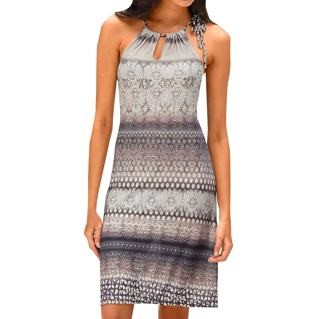 Женское платье с бретельками прямой полиэстер принтом без рукавов повседневное