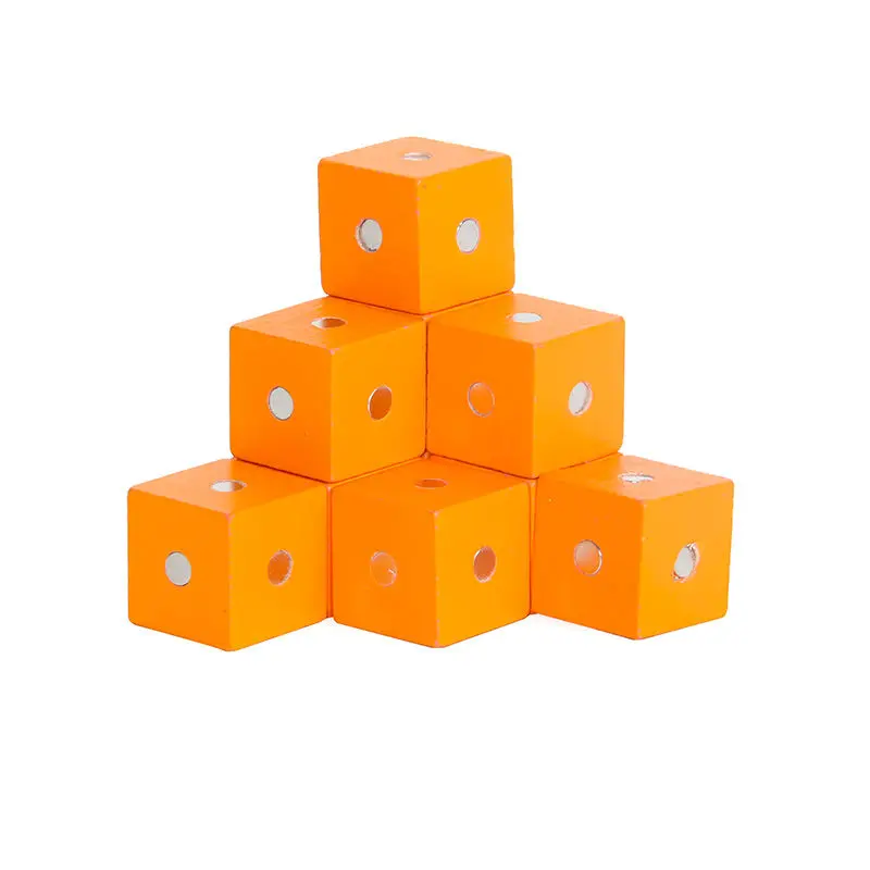 Orange 10pcs Монтессори детские игрушки 2*2*2 см квадратный куб Радуга магнитные блоки деревянные игрушки для детей строительные сборочные блоки Развивающие - Цвет: Orange 10pcs