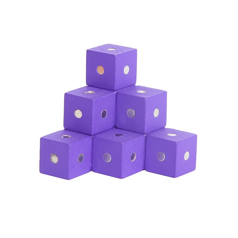 10pcs purper color Детские развивающие игрушки Монтессори Обучающие игрушки Магнитный деревянный кубик улучшенные строительные блоки 10 шт набор 6 цветов доступны размер 2 см - Цвет: 10pcs purper color