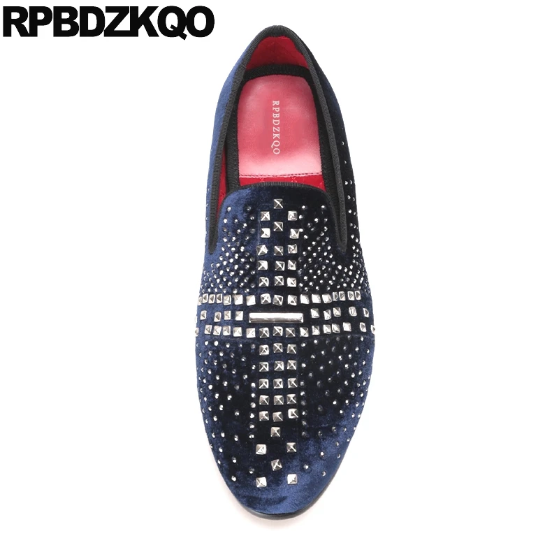 46 Brand Plus Size Real Leather Slip On Stud Party High Quality Loafers Rivet Men Shoes Casual Top Rhinestone Genuine 47 Runway | Обувь