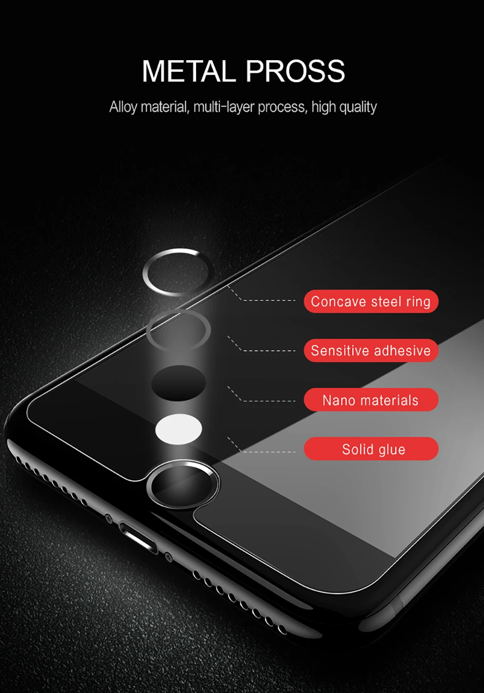 Fetile для iPhone 8 алюминиевая сенсорная ID домашняя кнопка наклейка для iPhone SE/5s/6/6 S/7/8 iPad отпечатков пальцев сенсорная клавиша защитные наклейки