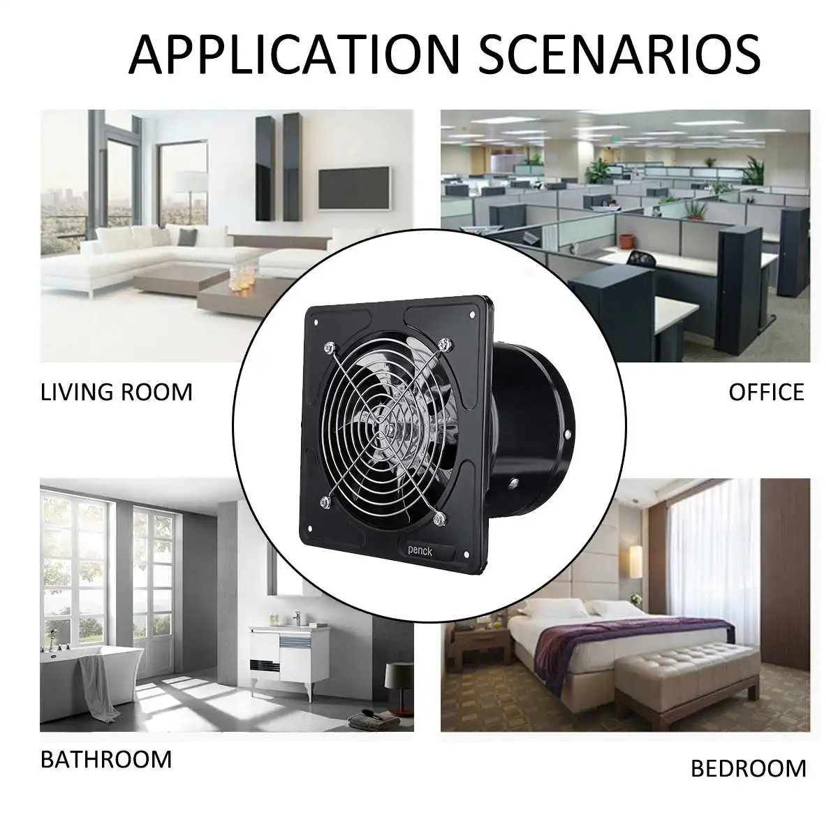 " 80 Вт бесшумный настенный экстрактор, вентиляционный вентилятор для ванной, кухни, окна, туалета, высокоскоростной вентилятор, промышленный вытяжной вентилятор
