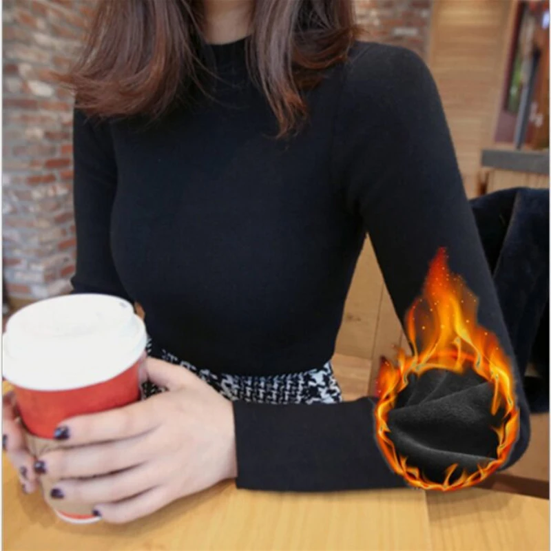 Женский плотный вязаный свитер с высоким воротником однотонный теплый пуловер