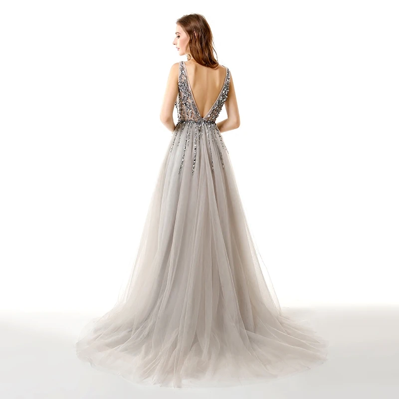 

Gorgeous Rhinestones Newest Sexy Deep V Neck Evening Dresses Vestidos Dubai Turkish Arabic Lebanon Prom Dress Formal Party Aibye