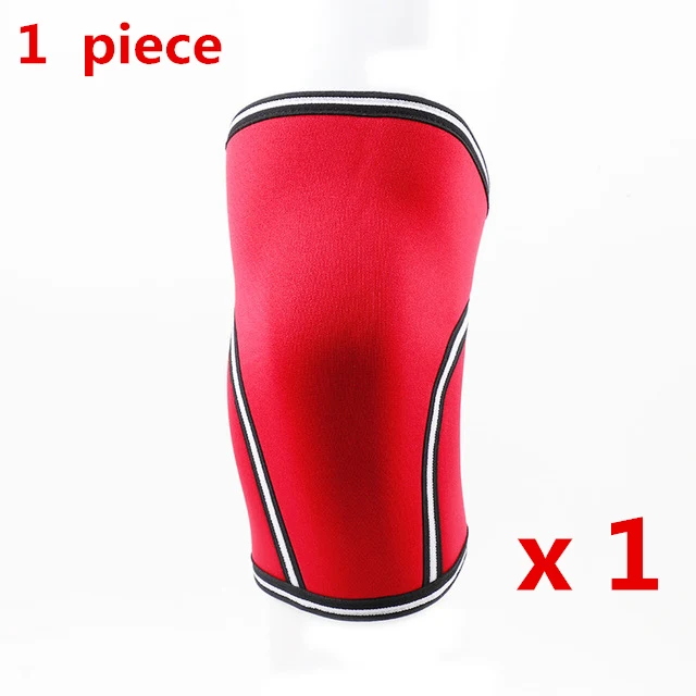 1 piece Red 7 мм компрессионные наколенники гетры для тяжелой атлетики для бега Powerlifting наколенники гетры для фитнеса наколенники Поддержка для спортзала - Цвет: 1 piece Red